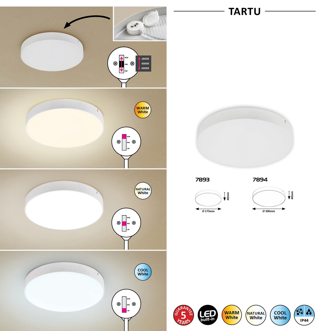 Rábalux Tartu kültéri mennyezeti lámpa LED 24W fehér kerek - Image 7