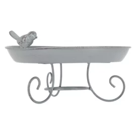 Esschert Design Fém madáritató lábakon szürke 22 cm